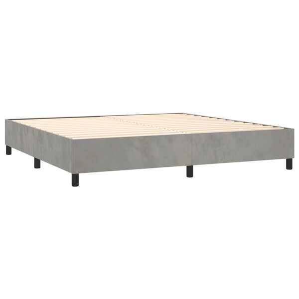 vidaXL Sommier &agrave; lattes de lit et matelas Gris clair 200x200cm Velours