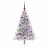 vidaXL Sapin de No&euml;l artificiel pr&eacute;-&eacute;clair&eacute; Argent 120 cm PET