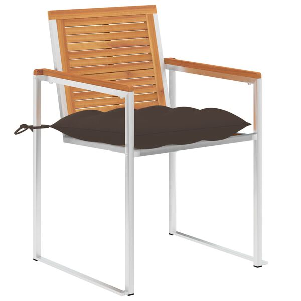 vidaXL Chaises de jardin avec coussins lot de 2 Acacia solide et acier