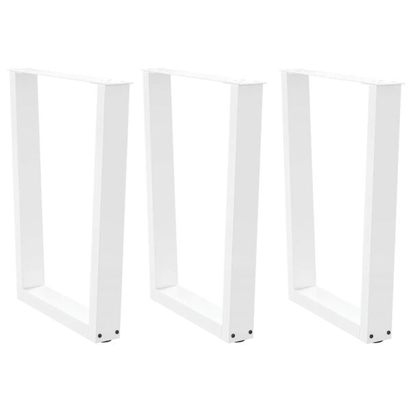 vidaXL Pieds de table &agrave; manger en forme de V, 3 pi&egrave;ces, blanc, 70 x (72-73,3) cm, acier