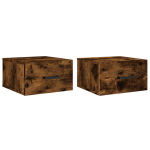 vidaXL Tables de chevet murales 2 pcs ch&ecirc;ne fum&eacute; 35x35x20 cm