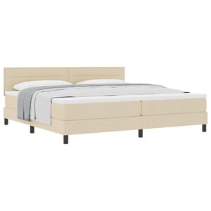 vidaXL Lit &agrave; ressorts avec matelas Cr&egrave;me 200 x 200 cm tissu