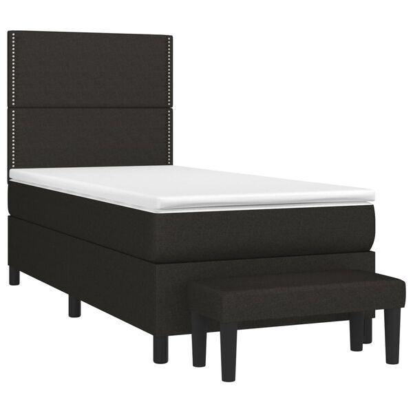 vidaXL Sommier &agrave; lattes de lit avec matelas Noir 90x190 cm Tissu