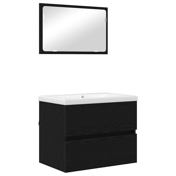 vidaXL Ensemble de mobilier de salle de bain 3 pcs Ch&ecirc;ne noir