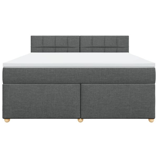 vidaXL Sommier &agrave; lattes de lit avec matelas Gris fonc&eacute; 180x200cm Tissu