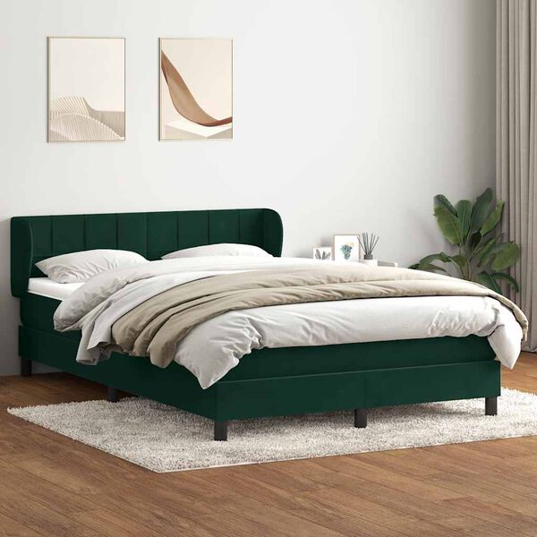 vidaXL Sommier &agrave; lattes de lit et matelas vert fonc&eacute; 160x220cm velours
