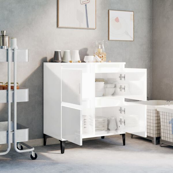 vidaXL Buffet Blanc brillant 60x35x70 cm Bois d'ing&eacute;nierie