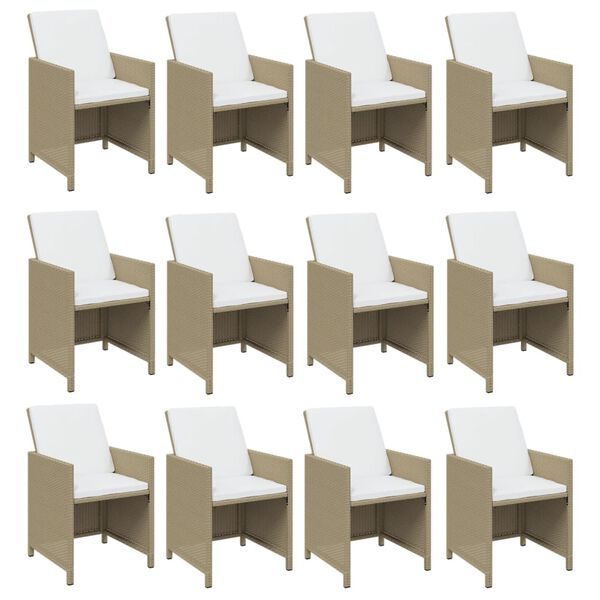 vidaXL Ensemble &agrave; manger de jardin coussins 13pcs R&eacute;sine tress&eacute;e Beige