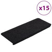 vidaXL Tapis d'escalier auto-adhésifs 15 pcs 65x24,5x3,5 cm Noir
