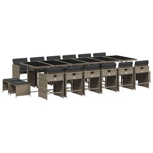 vidaXL Ensemble &agrave; manger de jardin 17 pcs et coussins r&eacute;sine tress&eacute;e
