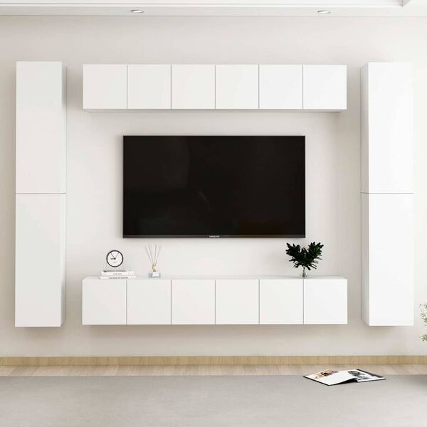 vidaXL Ensemble de meubles TV 10 pcs Blanc Bois d'ing&eacute;nierie