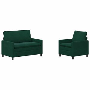 vidaXL Ensemble de Canap&eacute;s 2 pcs Vert fonc&eacute; Velours