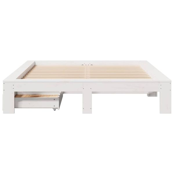 vidaXL Cadre de lit sans matelas blanc 150x200 cm bois de pin massif