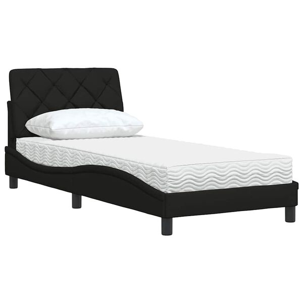 vidaXL Lit avec matelas noir 80x200 cm tissu