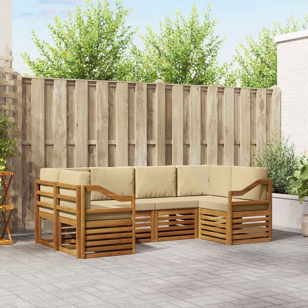 vidaXL Ensemble de canap&eacute; d'angle 6 pcs Naturel Bois d'Acacia Massif