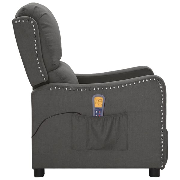 vidaXL Fauteuil de massage inclinable Gris foncé Tissu