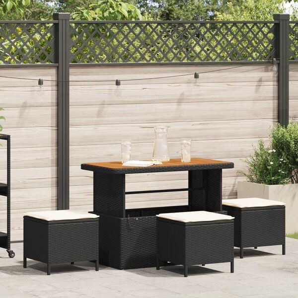 vidaXL Ensemble de salle à manger pour jardin Noir Poly rotin