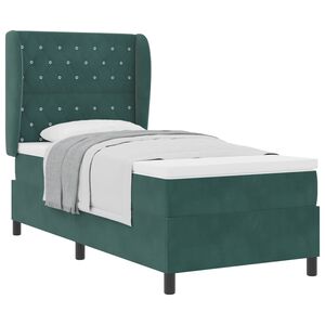 vidaXL Lit &agrave; ressorts avec matelas Vert fonc&eacute; 200 x 100 cm Polyester