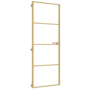 vidaXL Porte int&eacute;rieure mince dor&eacute; 76x201,5 cm verre tremp&eacute; aluminium