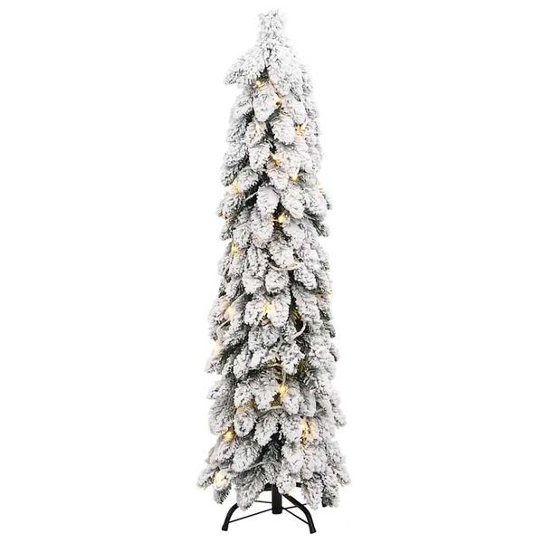 vidaXL Sapin de No&euml;l artificiel pr&eacute;-&eacute;clair&eacute; avec 80 LED/neige floqu&eacute;e