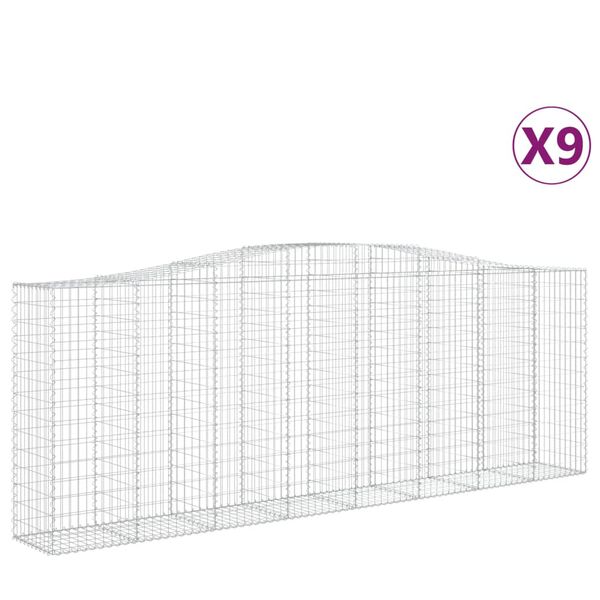 vidaXL Paniers &agrave; gabions arqu&eacute;s 9 pcs 400x50x140/160 cm Fer galvanis&eacute;