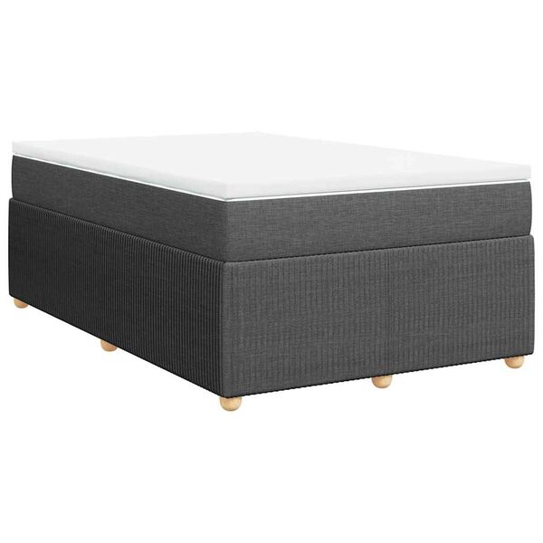 vidaXL Sommier &agrave; lattes de lit avec matelas Gris fonc&eacute; 120x200cm Tissu