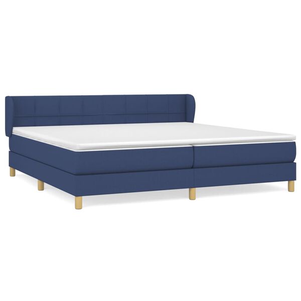 vidaXL Sommier &agrave; lattes de lit avec matelas Bleu 200x200 cm Tissu