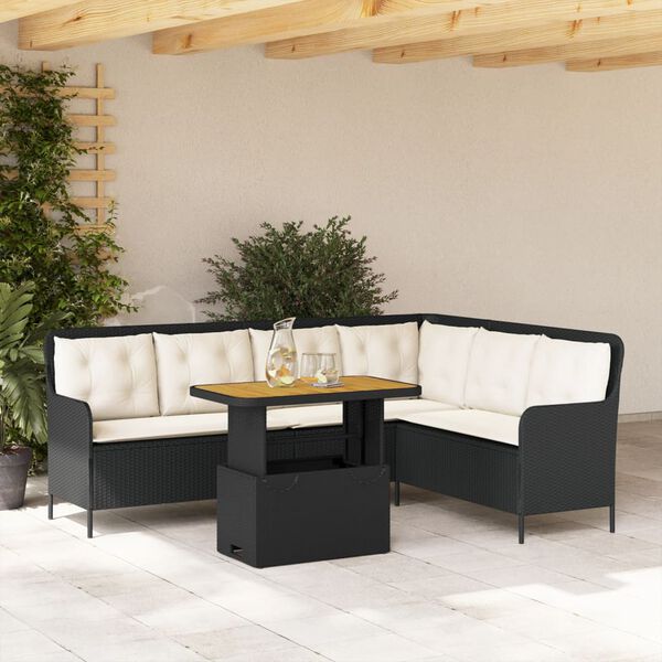 vidaXL Canap&eacute;s de jardin 2 pcs avec coussins Noir R&eacute;sine tress&eacute;e