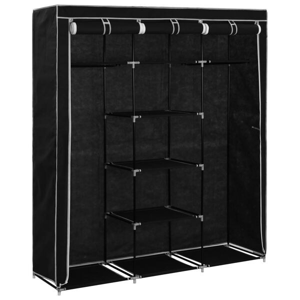 vidaXL Armoire avec compartiments et barres Noir 150x45x175 cm Tissu