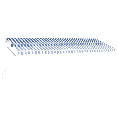 vidaXL Auvent manuel rétractable avec LED 500x350 cm Bleu et blanc
