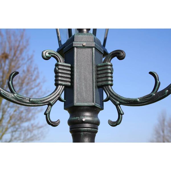 vidaXL Lampadaire de jardin 3 bras 230 cm Vert foncé/Noir Aluminium