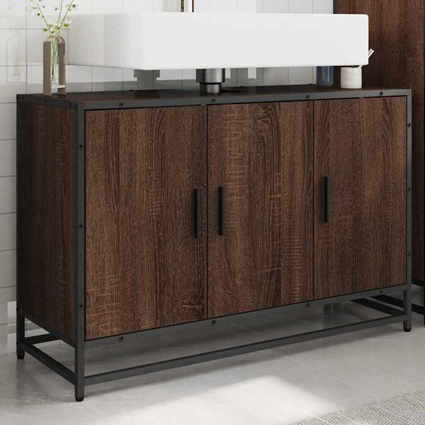 vidaXL Armoire de lavabo de salle de bain ch&ecirc;ne marron 90x33x60 cm