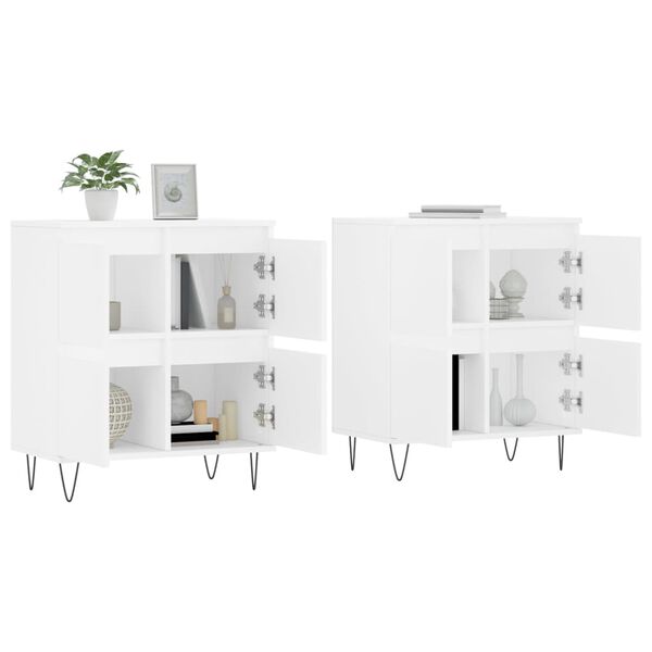 vidaXL Buffets 2 pcs blanc bois d'ing&eacute;nierie