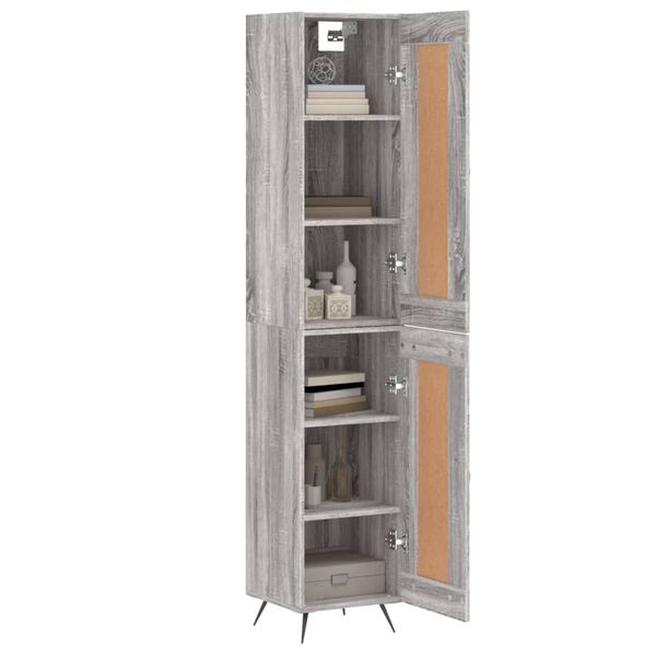 vidaXL Buffet haut Sonoma gris 34,5x34x180 cm Bois d'ing&eacute;nierie