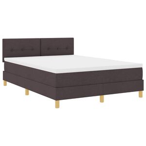 vidaXL Lit &agrave; ressort LED avec matelas Marron fonc&eacute; 140 x 200 cm tissu