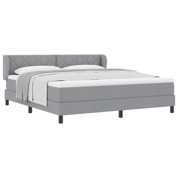 vidaXL Lit &agrave; ressorts avec matelas Gris clair 180 x 200 cm tissu