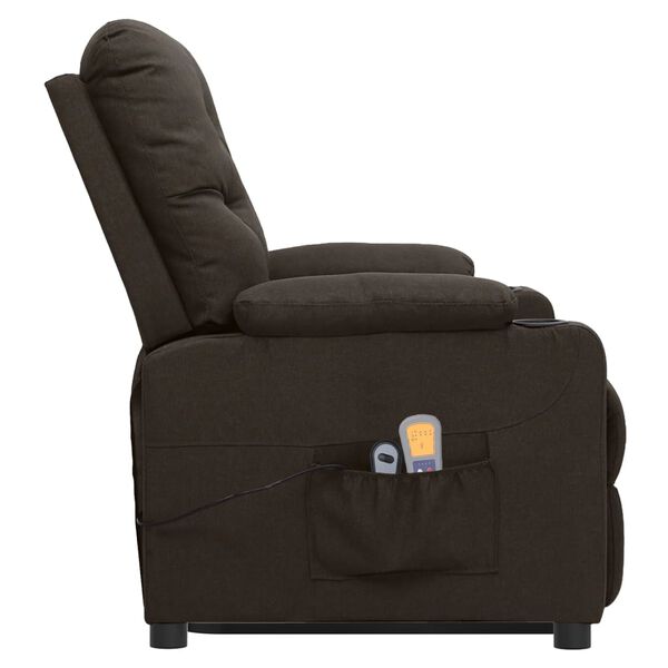 vidaXL Fauteuil de massage Marron foncé Tissu