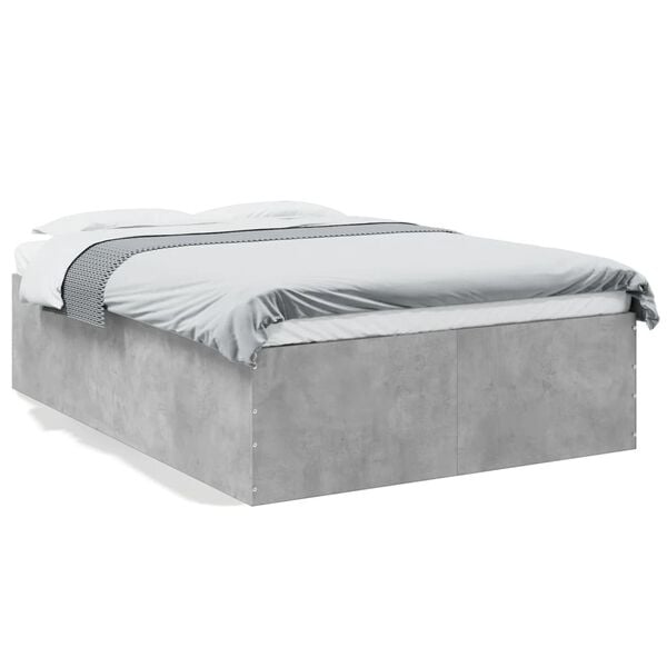 vidaXL Cadre de lit sans matelas gris b&eacute;ton 135x190 cm