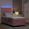 vidaXL Lit &agrave; ressort LED avec matelas Rose 100 x 200 cm tissu