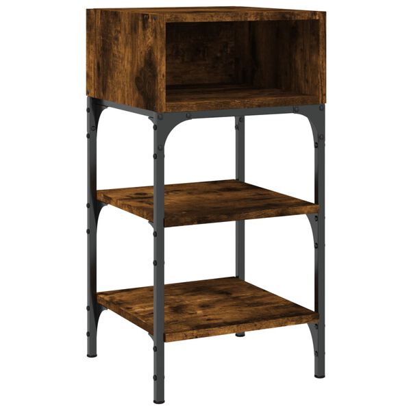 vidaXL Table de chevet ch&ecirc;ne fum&eacute; 35x34,5x70 cm bois d'ing&eacute;nierie