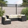 vidaXL Salon de jardin 5 pcs avec coussins Noir R&eacute;sine tress&eacute;e