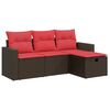 vidaXL Salon de jardin 4 pcs avec coussins marron r&eacute;sine tress&eacute;e