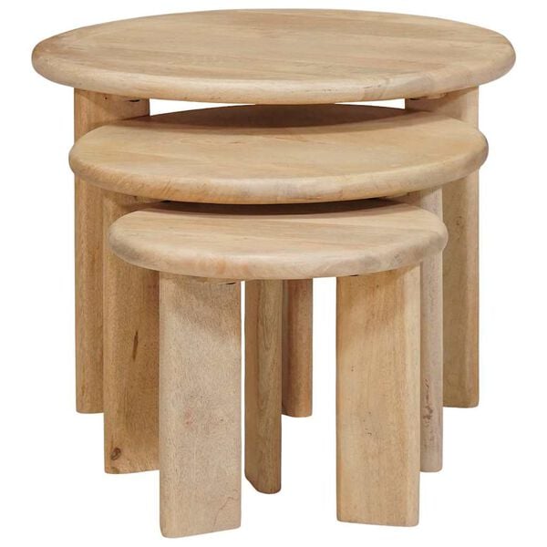 vidaXL Tables basses gigognes 3 pcs Noir Bois de mangue massif