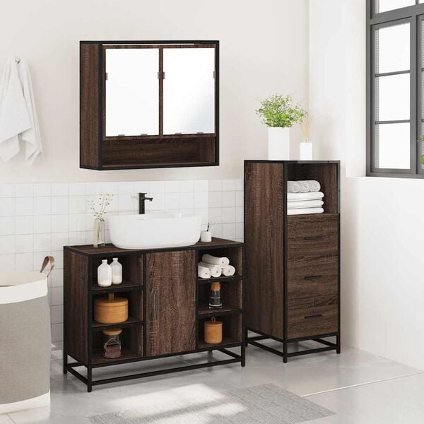 vidaXL Ensemble de meubles de salle de bain 3 pcs Chêne marron