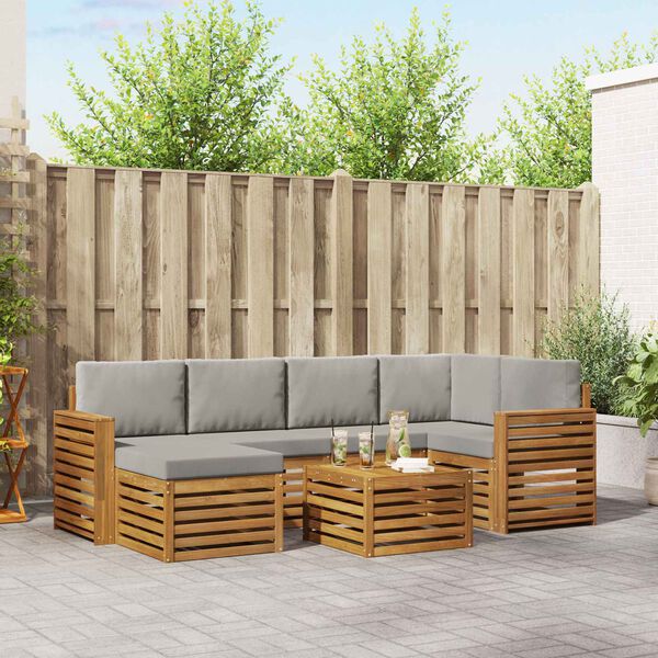 vidaXL Ensemble de canap&eacute; d'angle 7 pcs Gris Naturel et Clair