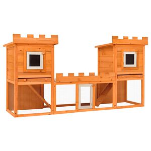vidaXL Clapier large d'ext&eacute;rieur avec maison double