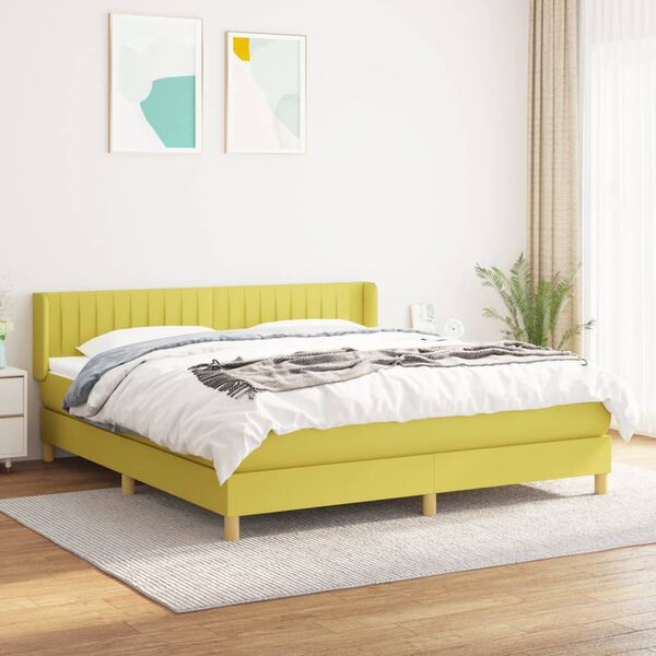 vidaXL Sommier &agrave; lattes de lit avec matelas Vert 180x200 cm Tissu