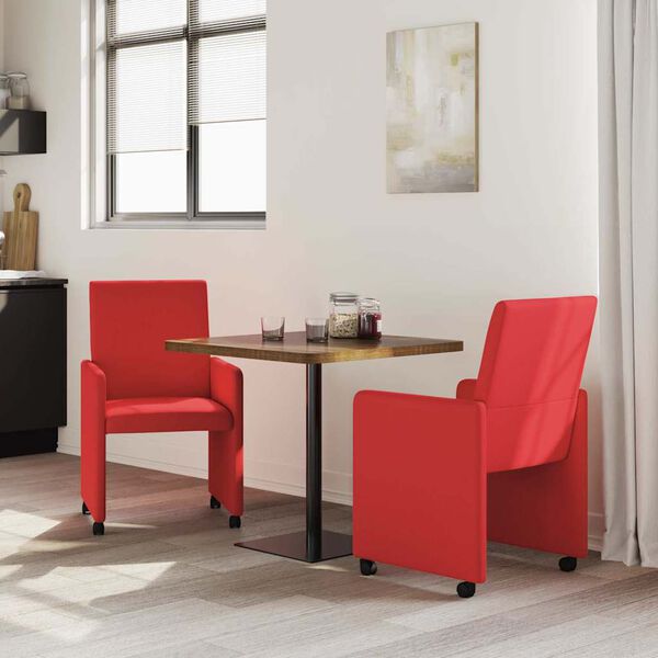 vidaXL Chaises de Salle à Manger avec Roues avec des roues 2 pcs Rouge