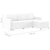vidaXL Canapé-lit modulaire 3 places Blanc Similicuir