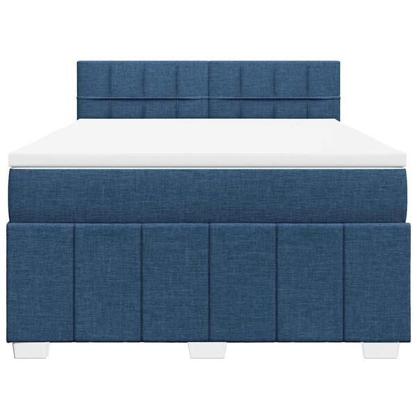 vidaXL Sommier &agrave; lattes de lit avec matelas Bleu 140x190 cm Tissu